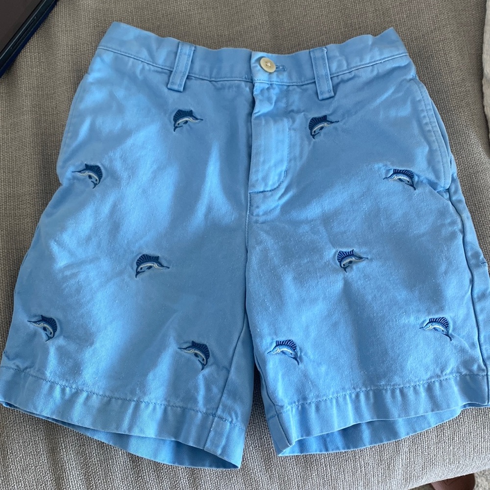 Vineyard Vines Boys 5 sailfish blue shorts